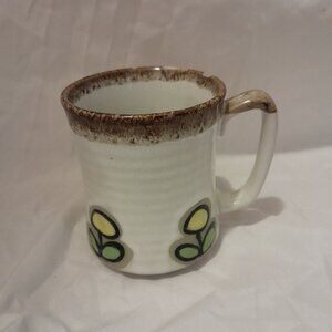 AS-IS Vintage 1970s Otagiri Style Japan Mug - Mod Yellow Flower - Rim Chips